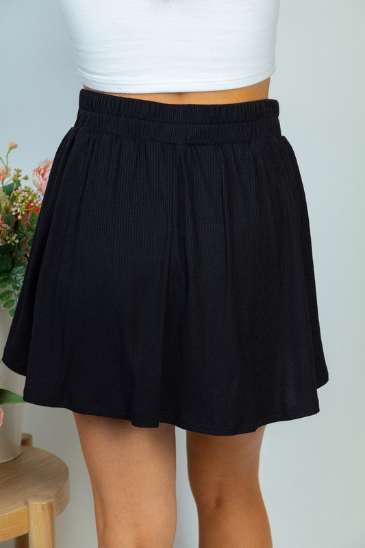 High Waisted Solid Knit Skirt - Curvy Size - 2 Colors
