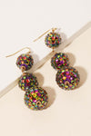 Rhinestone Discoball Layered Drop Earrings -3 Colors