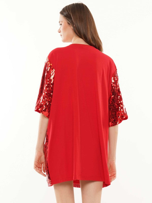 Holly Jolly Sequin Dress - Red - Curvy
