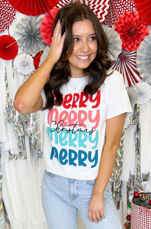 SALE Merry Merry Christmas T-Shirt - Blush & Cactus