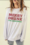 Merry Drunk I'm Christmas Graphic Sweatshirt - Blush & Cactus
