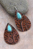 Boho Teardrop Embossed Leather Earrings