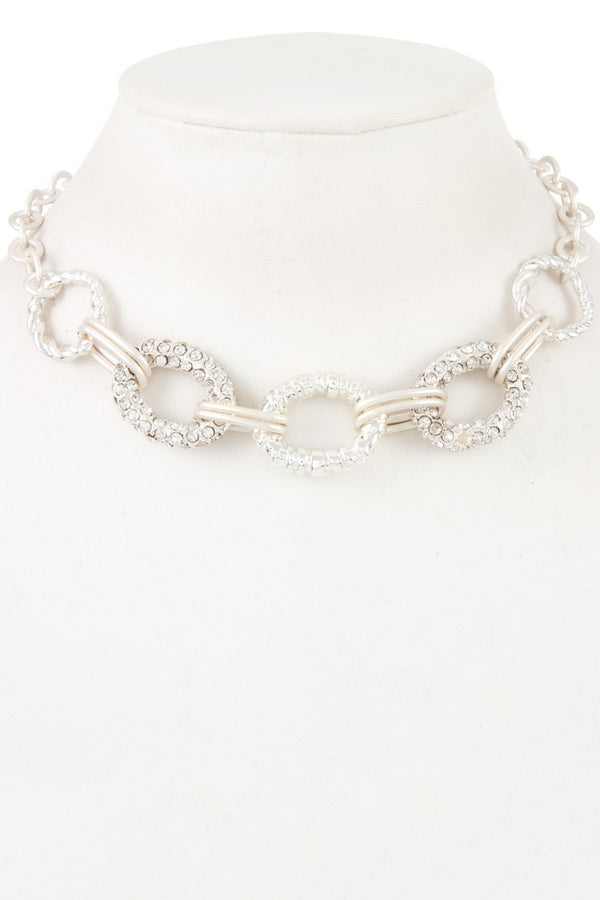 Rhinestone Pave Chain Link Necklace