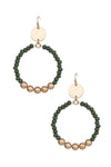 Wood and Metal Bead Round Earring - 2 Colors