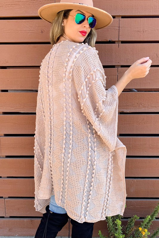 3D Textured Soft Kimono Cardigan