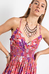 XMAS JULY Floral Printed Rayon Gauze Maxi Dress