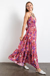 XMAS JULY Floral Printed Rayon Gauze Maxi Dress