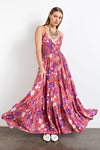 XMAS JULY Floral Printed Rayon Gauze Maxi Dress