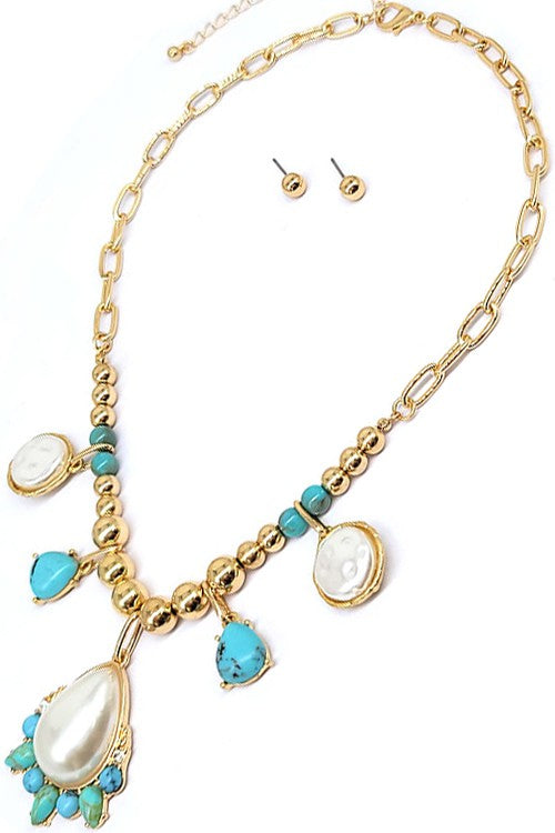 Organic Fresh Water Pearl Gemstone Charm Necklace