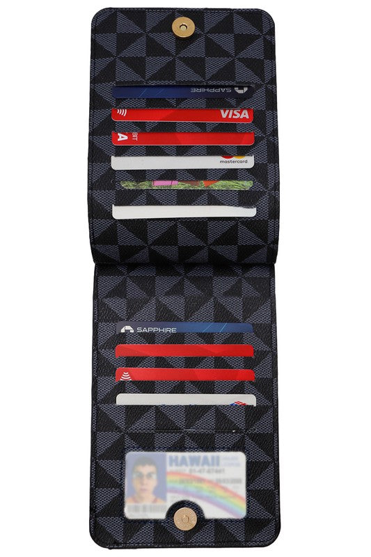 Triangle Checkered Card Holder with Shoulder Strap