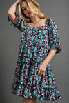 Floral Printed Wool Dobby Dress