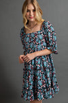 Floral Printed Wool Dobby Dress