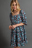 Floral Printed Wool Dobby Dress