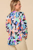 SALE Retro Print Satin Top Blouse