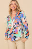 SALE Retro Print Satin Top Blouse