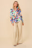 SALE Retro Print Satin Top Blouse