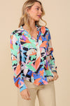 SALE Retro Print Satin Top Blouse