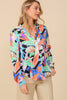 SALE Retro Print Satin Top Blouse