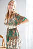 Green Paisley Printed Maxi Dress