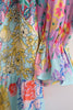 Multi Print Long Sleeve V-neck Ruffle Dress