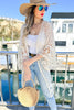 Floral Crochet Wide Sleeve Knitted Kimono Cardigan - 2 Colors