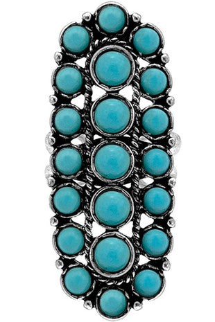 WESTERN CONCHO OVAL BAR GEMSTONE CUFF RING
