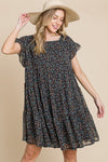 XMAS July -Floral Chiffon Printed Tiered Dress