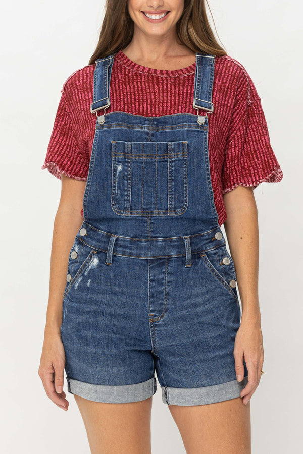 Judy Blue High Waist & Double Cuff Shorts Overalls