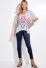 Colorful Aztec v neck loose fit top