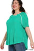 XMAS JULY Washed Short Sleeve boat-neck Top - Curvy Size - 7 Colors
