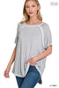 XMAS JULY Washed Short Sleeve boat-neck Top - Curvy Size - 7 Colors
