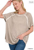 XMAS JULY Washed Short Sleeve boat-neck Top - Curvy Size - 7 Colors