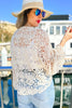 Floral Crochet Knit Bell Sleeve Cardigan Cover Up - 2 Colors