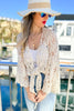 Floral Crochet Knit Bell Sleeve Cardigan Cover Up - 2 Colors