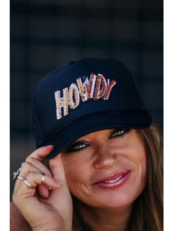 Howdy Sequin Trucker Hat