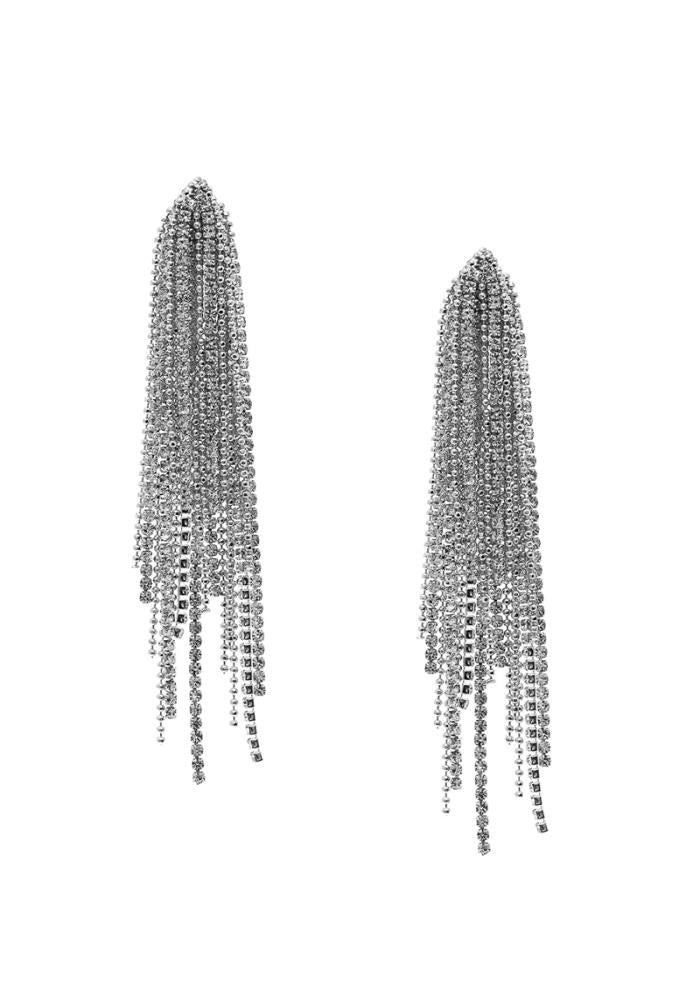 Rhinestone Ball Chain Fringe Earring
