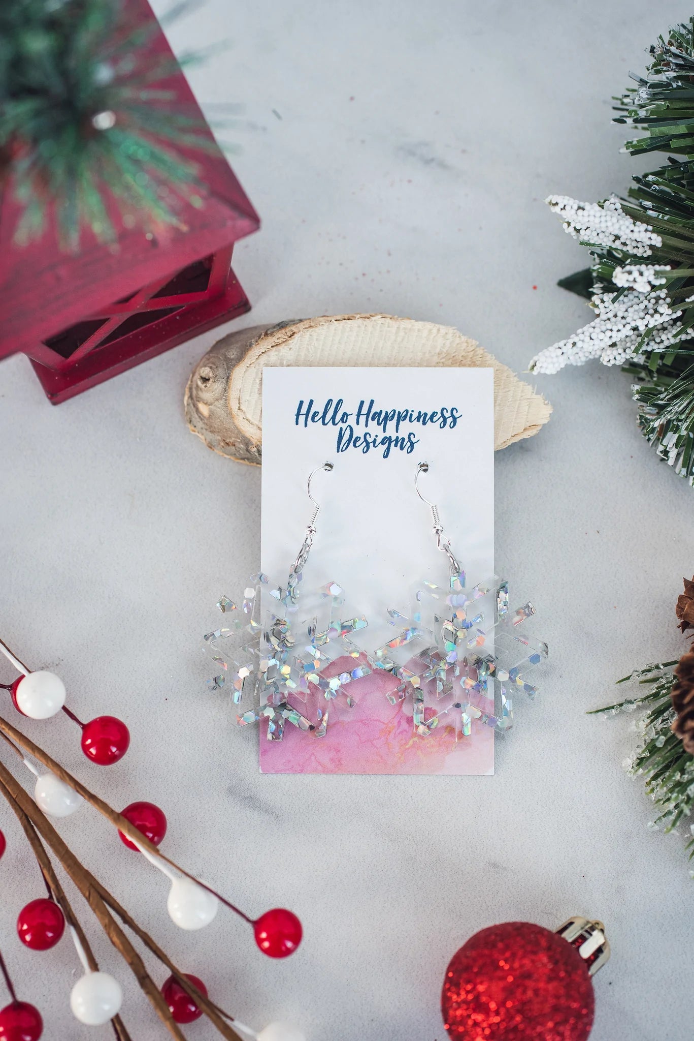 Fairy Dust Glitter Snowflake Cutout Dangles