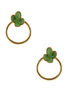 NEW Druzy Cactus Round Metal Earring
