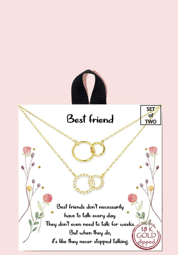 18K Gold Rhodium Dipped Best Friend Necklace - 2 Colors