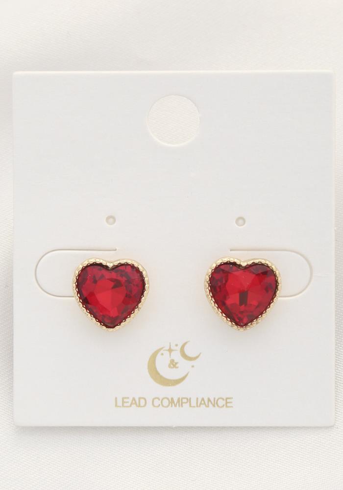 Heart Crystal Stud Earring - 3 Colors