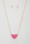 Heart Druzy Stone Pendant Necklace - 2 Colors - Blush & Cactus