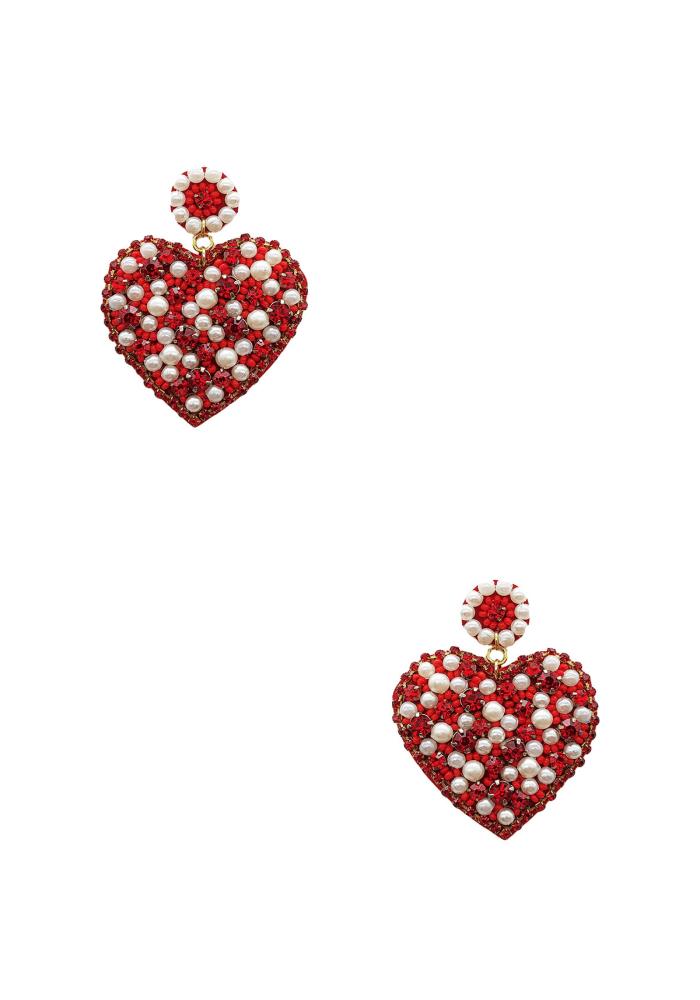 Heart Shape Bead Pearl Earring - 2 Colors