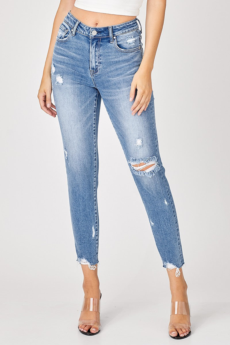 Risen Mid-Rise Tapered Jeans