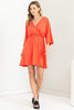 V-neck Elbow Kimono Sleeve Dress