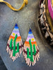 NEW Green Cactus Bead Fringe Earrings