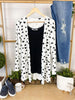 Rachel Ribbed Cardigan - Black Hearts