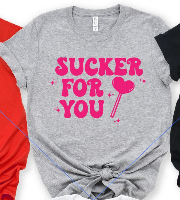 Sucker For You Gray Graphic Tee