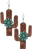 Flower Gemstone Paisley Leather Cactus Earring