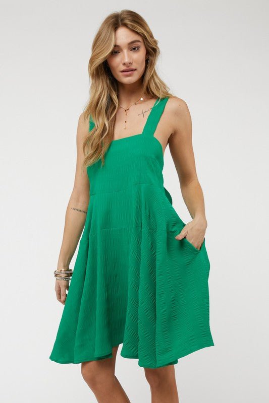 SALE Green Solid Smocked Ruffle Mini Dress - Curvy Size - Blush & Cactus