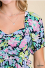 Floral Sweetheart Neckline Tiered Dress with Puff Sleeves, Ruffle Trim Detail, and Smocked Back